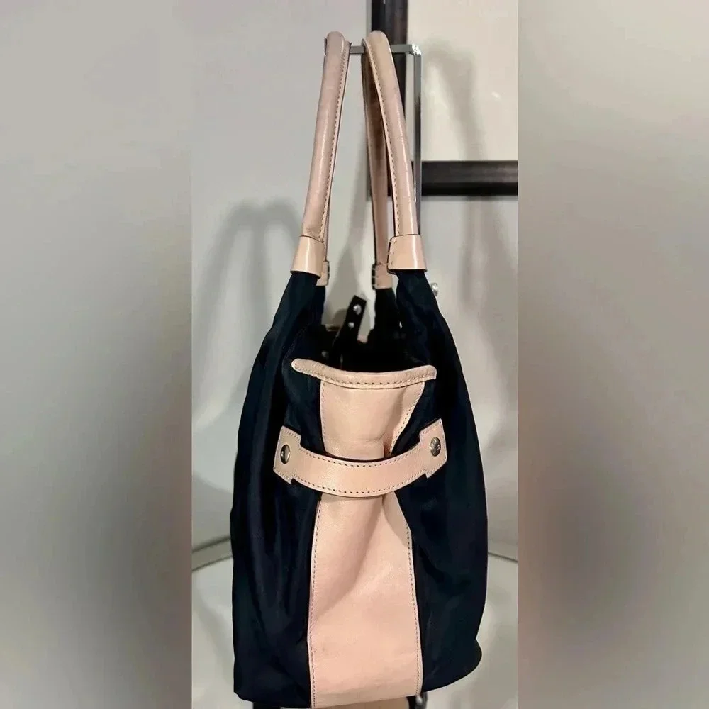 Gently Used KATE SPADE Black Nylon Shoulder Bag W/Tan Leather Handles